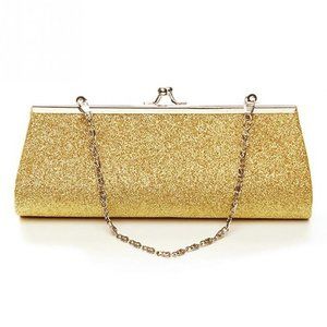 Gold Sparkling Metal Frame Glitter Evening Bag Night Purse Handbag